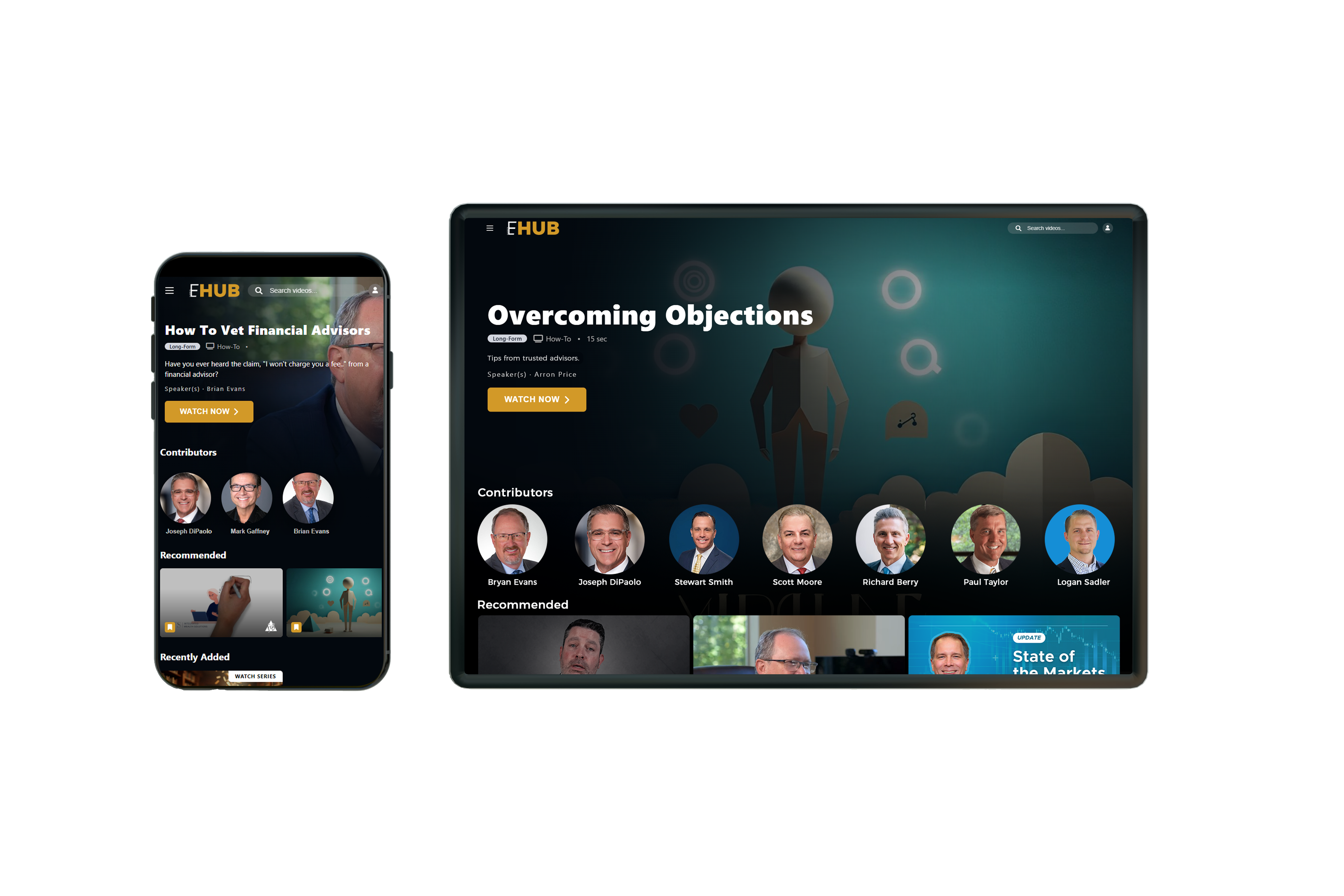 Elevate Hub shown on phone and desktop